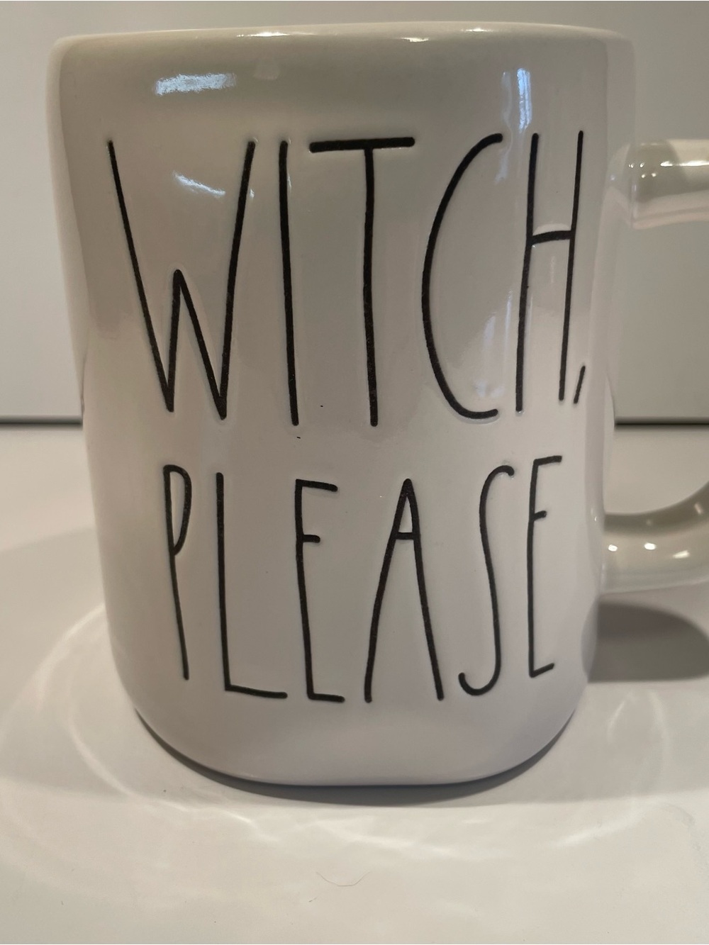 Rae Dunn WITCH PLEASE Halloween Coffee Mug White Purple Interior Ceramic